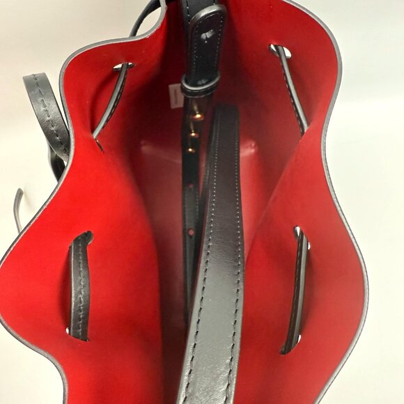 Mansur Gavriel Icon Bucket Bag Mini, Black/Flamma - Picture 6 of 12